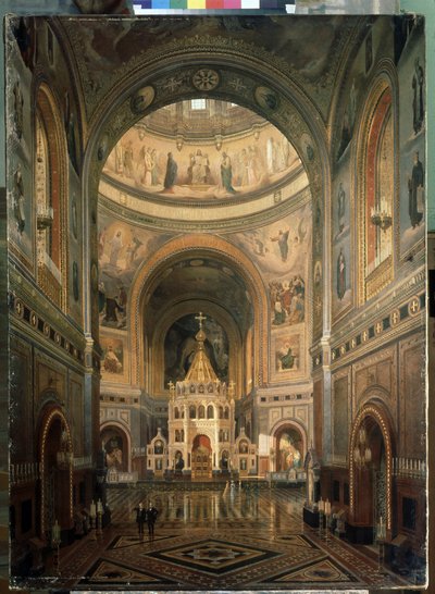 Vista interna della cattedrale del Cristo Salvatore a Mosca da Fedor Andreevich Klages