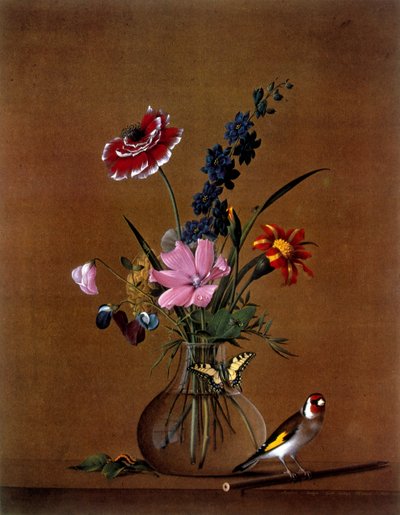Bouquet di fiori con una farfalla da Fedor Petrovich Tolstoy