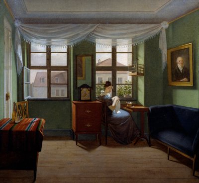 Cucito, dipinto di Fyodor Tolstoy (1783-1873) da Fedor Petrovich Tolstoy