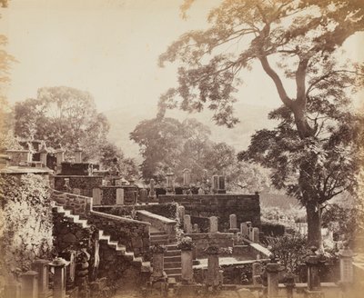 Cimitero del tempio giapponese, Shuntoji, Nagasaki, c. 1867 da Felice A. Beato