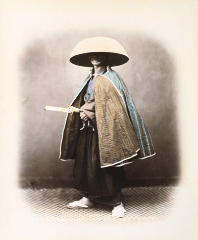 Un Samurai Giapponese in Costume Tradizionale, c.1868 da Felice Beato