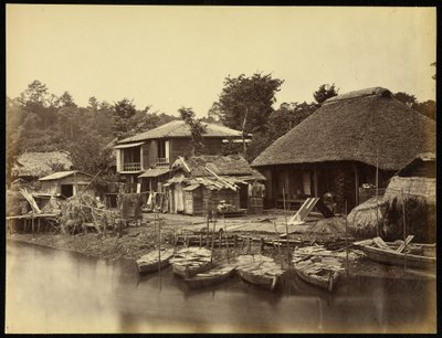 Cottage giapponese sul torrente Yokohama da Felice Beato