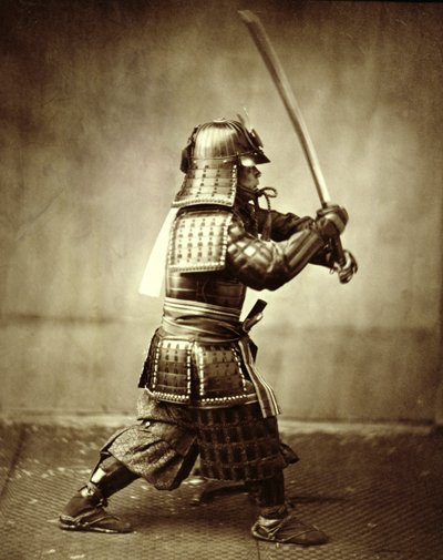 Samurai con spada alzata, c1860 da Felice Beato