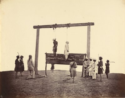 Due Sepoy della 31ª Fanteria Nativa, Impiccati a Lucknow, 1857 da Felice Beato