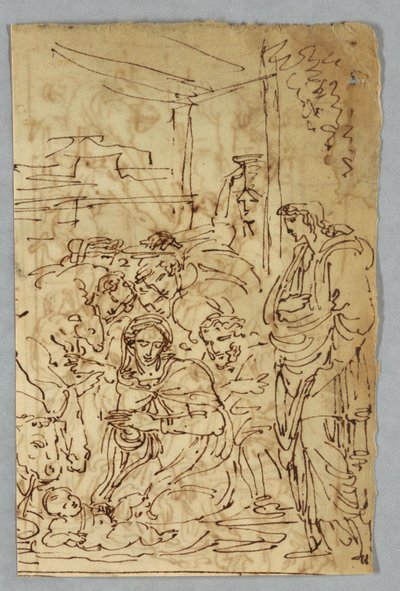 Adorazione dei pastori; Arcangelo San Michele dopo Raffaello; Santa Margherita dopo Raffaello; Aloof de Wignancourt di Caravaggio; Putti; Studio del diluvio; Verso: Disposizione dopo Volterra; Santa Cecilia dopo Raffaello; Parte del matrimonio di Enrico IV da Felice Giani