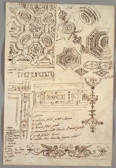 Motivi decorativi; Verso: Studi anatomici da Felice Giani