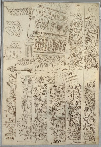Studi Decorativi; Verso: Testa di Barbaro in Profilo dall