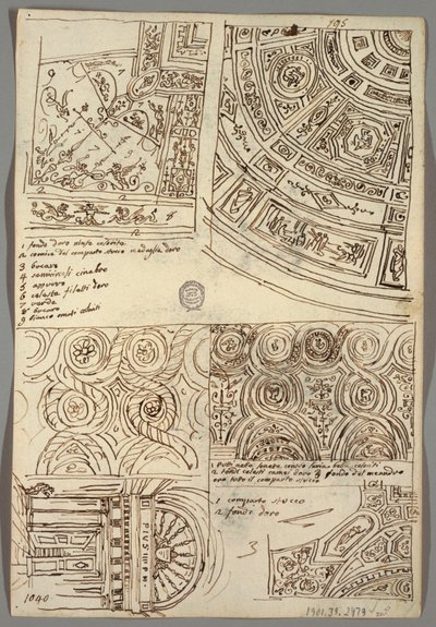 Studi decorativi per soffitti; Verso: Testa di profilo con elmo antico da Felice Giani