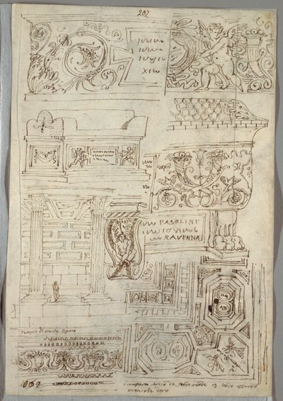 Studio Decorativo; (verso: Due Studi di Testa) da Felice Giani