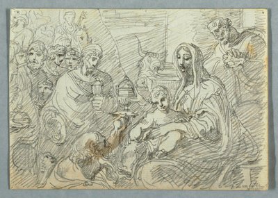 Disegno, studio di Adorazione dei Magi dopo Lodovico Carracci, 1800-1820 da Felice Giani
