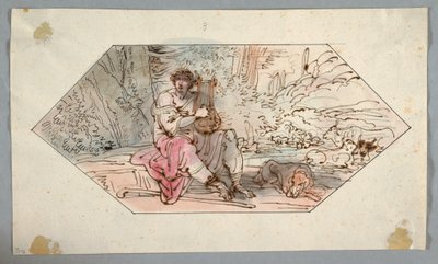 Disegno, Apollo sorveglia gli armenti [o le greggi] del re Admetus, 1780-1800 da Felice Giani