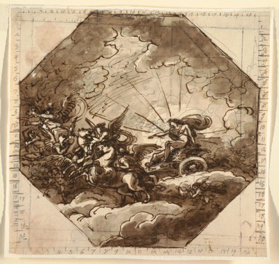Disegno, Apollo in carrozza con Aurora, Sala Ottogonale, Palazzo Milzetti, Faenza, 1804-05 da Felice Giani