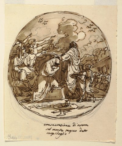 Disegno, Progetto di soffitto per la consacrazione di Numa, Sala di Numa Pompilio, Palazzo Milzetti, Faenza, 1802-05 da Felice Giani