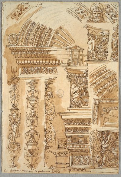 Facciata di Santa Cecilia a Bologna; Studi architettonici da Felice Giani