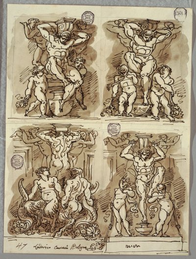 Quattro Erme, Studi dopo i Carracci da Felice Giani