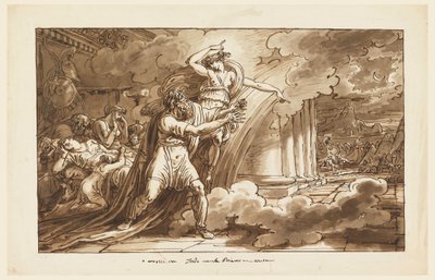 Iris incoraggia Priamo a chiedere il corpo di Ettore ad Achille da Felice Giani