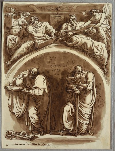Lunetta con i santi Pietro e Paolo, Matteo e il profeta Isaia, studio dopo Sebastiano del Piombo da Felice Giani