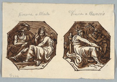 Marte e Giunone; Mercurio e Diana in composizione diagonale da Felice Giani