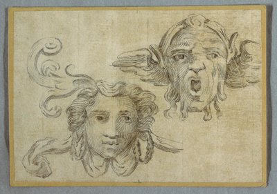 Maschera con Ghirlanda e Orecchie; Maschera con Barba e Orecchie di Satiro da Felice Giani