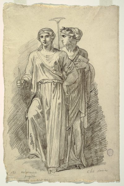 Melpomene, Musa della Tragedia e Clio, Musa della Storia da Felice Giani