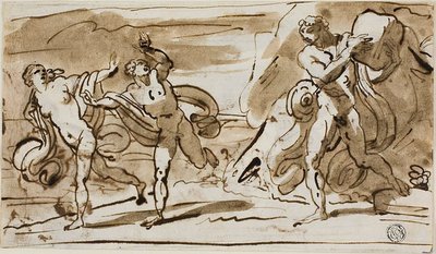 Polifemo Lancia Massi contro i Fuggitivi Acis e Galatea (recto); Polifemo Suona il Flauto per Galatea (verso) da Felice Giani