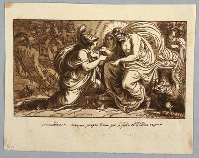 Foglio da un Taccuino: Minerva Chiede a Giove la Felicità di Ulisse o Minerva Interroga Giove sul Destino di Itaca da Felice Giani