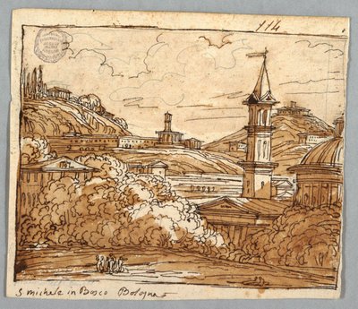 Pagina di taccuino, Folio 57: Studio dopo Michele in Bosco, Bologna; Verso, dettagli architettonici da Felice Giani