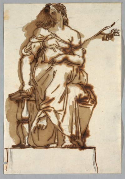 Studio di una statua antica di una donna seduta da Felice Giani