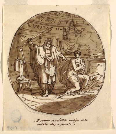 Il sommo sacerdote punisce una vestale, Sala di Numa Pompilio, Palazzo Milzetti, Faenza da Felice Giani