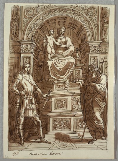 La Madonna col Bambino in trono con santi; Studio dopo Panetti o Costa da Felice Giani