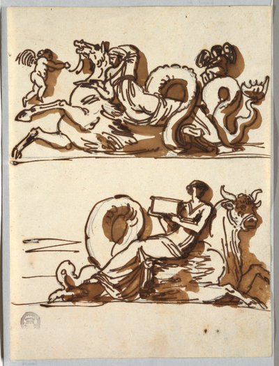 Due fregi con donne e mostri marini da Felice Giani