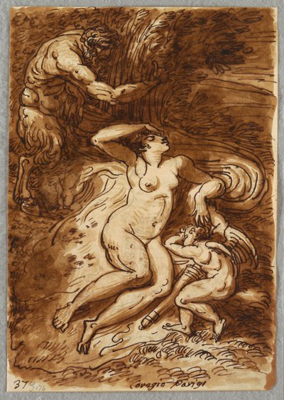 Venere e Cupido e Satiro, studio dopo Correggio da Felice Giani