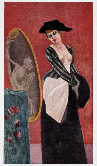Il demone della cupidigia: un riflesso mostruoso di una donna che si guarda allo specchio, "Felicien Rops" di Rudolf Klein da Félicien Rops