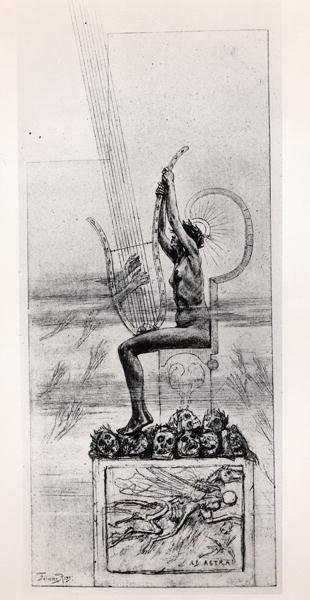 La grande lira, frontespizio di Poesie di Stephane Mallarme (1842-98) da Félicien Rops