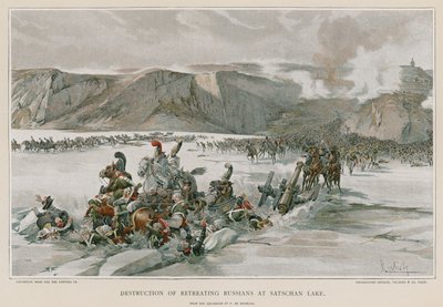 Distruzione dei russi in ritirata al Lago Satschan da Felicien baron de Myrbach Rheinfeld