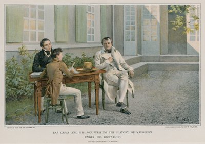 Las Casas e suo figlio che scrivono la storia di Napoleone sotto la sua dettatura da Felicien baron de Myrbach Rheinfeld