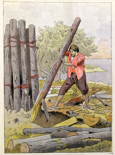 Robinson Crusoe costruisce la sua prima dimora, 1930 da Felicien baron de Myrbach Rheinfeld