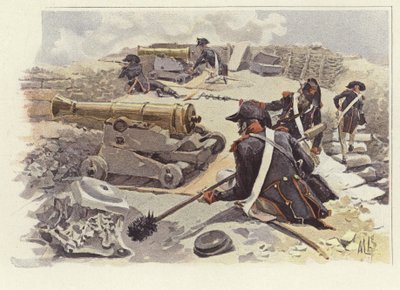Soldati che prendono posizione tra le rovine di Nicopoli da Felicien baron de Myrbach Rheinfeld
