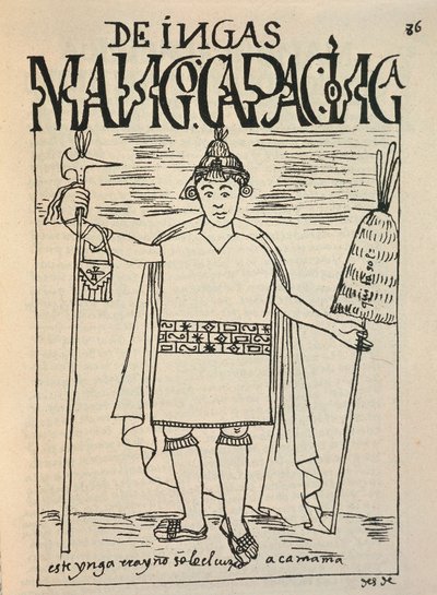 Rappresentazione di Manco Capac, il leggendario fondatore del Regno di Cusco da Felipe Huaman Poma de Ayala