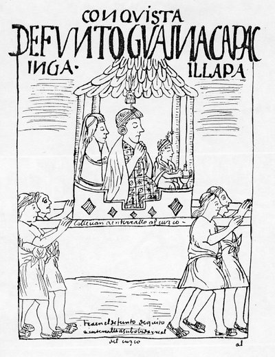 Il corpo di Huayana Capac trasportato da Quito a Cuzco per la sepoltura da Felipe Huaman Poma de Ayala