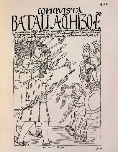 La conquista di Cuzco da parte dei conquistadores spagnoli nel 1533 da Felipe Huaman Poma de Ayala