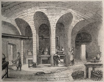 Parigi - Prigione della Petite Roquette (prigione per donne e adolescenti) - Le cucine - Incisione di Felix Thorigny - in Le Monde Illustre, luglio 1865 da Felix (after) Thorigny