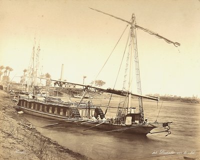 Barca egiziana sul Nilo, in Egitto da Félix Bonfils