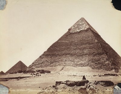 Le tre piramidi: Cheope, Chefren e Micerino, nella Necropoli di Giza, Egitto da Félix Bonfils