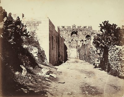 Veduta di una sezione delle mura della città e della casa di Sant