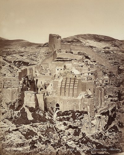 Vista del Convento di Mar Saba, in Israele da Félix Bonfils