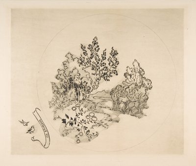 Decorazione per un piatto: Un ruscello, 1870 da Felix Bracquemond