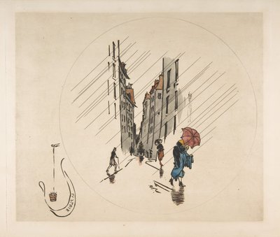 Decorazione per un piatto: Pioggia da Felix Bracquemond