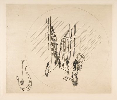 Decorazione per un piatto: Pioggia, 1870 da Felix Bracquemond