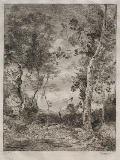 Paesaggio, o Il cavallo bianco, dopo Corot da Felix Bracquemond